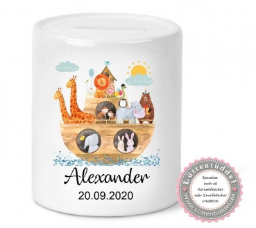 Blumentopf - Vase Arche personalisiert mit Name Taufe Geburt Kommunion Konfirmation Firmung Einschulung Geburtstag von Lüttentüddel®